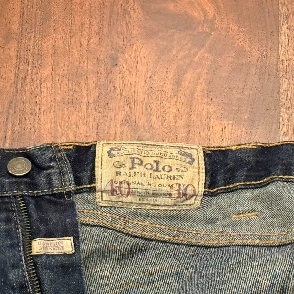 40x30 Dark Polo Ralph Lauren Hampton Straight Jean - Picture 3 of 3